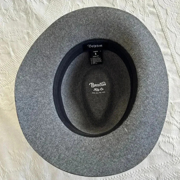 Brixton Unisex Wesley Fedora Size Small 7 Gray Wool & Leather Timeless Classic - Picture 5 of 9